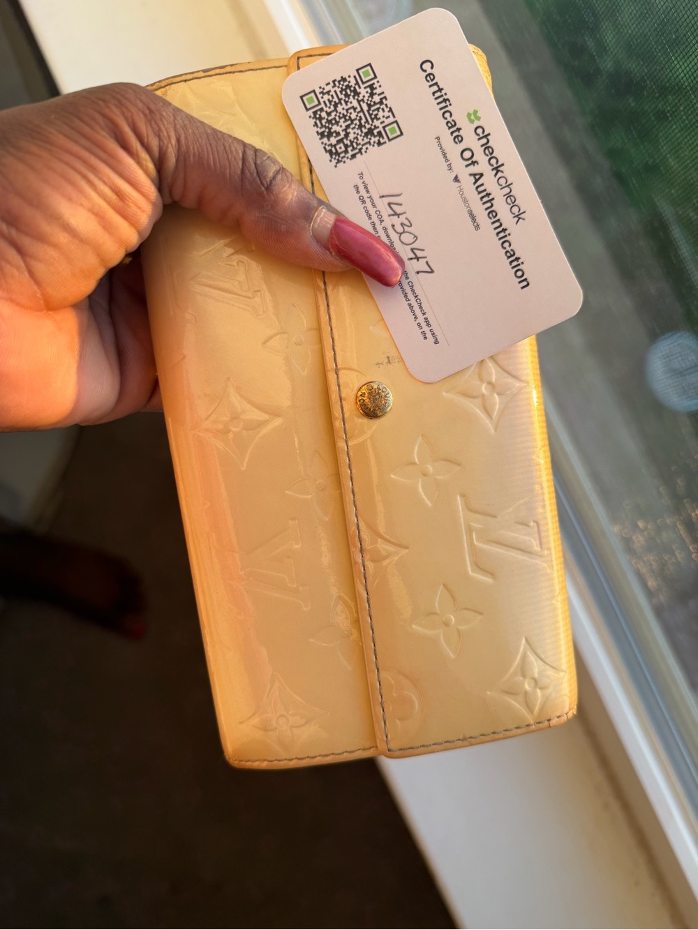 Louis Vuitton Vernis Pale Yellow Patent Wallet with Monogram